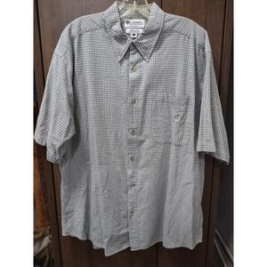 Columbia Button Down Men's Large‎ Black Check Short Sleeve Cotton Sportswear